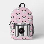 Niedlich Girl Pink Panda Bear Monogram School Bedruckter Rucksack (Vorderseite)