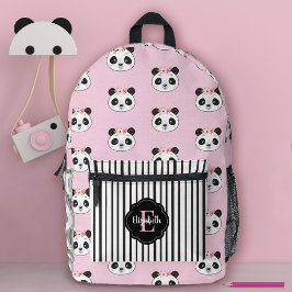 Niedlich Girl Pink Panda Bear Monogram School Bedruckter Rucksack