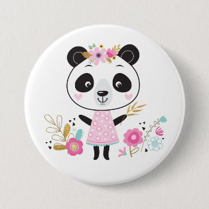 Niedlich Girl Pink Panda Button