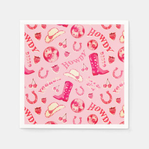 Niedlich Girl Pink Red Disco Cowgirl Ästhetik Serviette