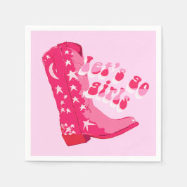 Niedlich Girl Pink Red Disco Cowgirl Boot Serviette