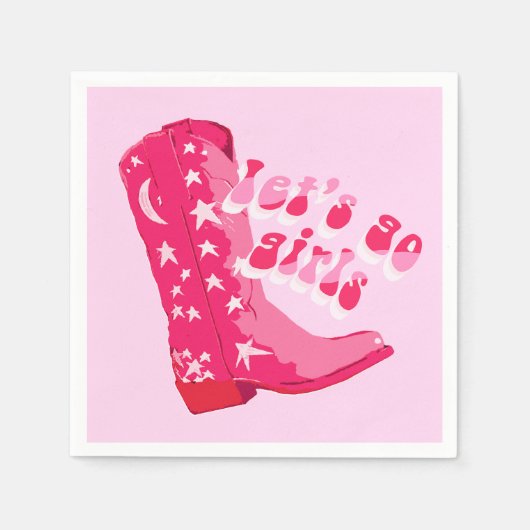 Niedlich Girl Pink Red Disco Cowgirl Boot Serviette (Vorderseite)
