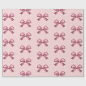 Niedlich Girl Pink Satin Ästhetische Bow Geschenkpapier (Flach)