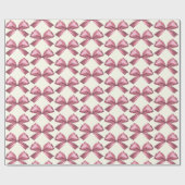 Niedlich Girl Pink Satin Ästhetische Bow Geschenkpapier (Flach)