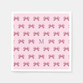 Niedlich Girl Pink Satin Ästhetische Bow Monogramm Serviette (Vorderseite)