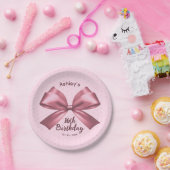 Niedlich Girl Pink Satin Ästhetische Bow Pappteller (Party)