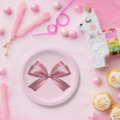 Niedlich Girl Pink Satin Ästhetische Bow Pappteller (Party)