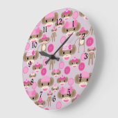 Niedlich Girl Pink Sock Monkey Girl Pattern Collag Große Wanduhr (Winkel)