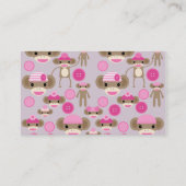Niedlich Girl Pink Sock Monkey Girl Pattern Collag Visitenkarte (Rückseite)