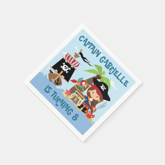Niedlich Girl Pirate Party Paper Napkins Serviette (Ecke)