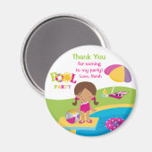 Niedlich Girl Pool Party Danke Magnet (Vorderseite/Rückseite)