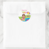 Niedlich Girl Pool Party Geburtstagsticker Runder Aufkleber (Tasche)