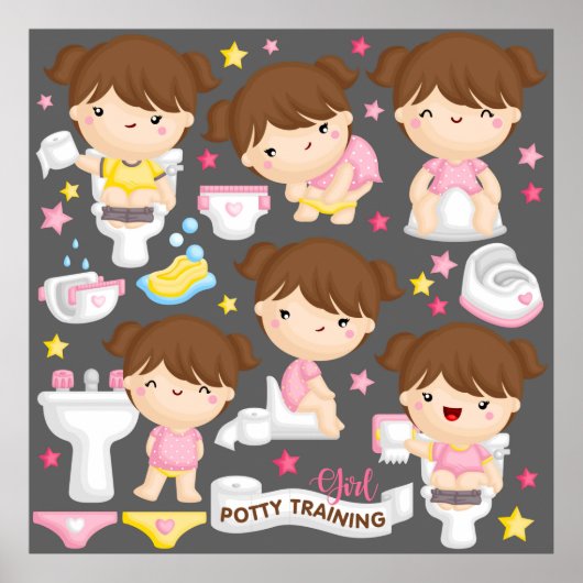 Niedlich Girl Potty Training Poster (Vorne)