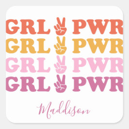 Niedlich Girl Power Peace Sign Quadratischer Aufkleber