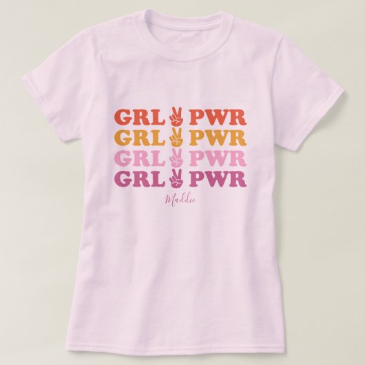 Niedlich Girl Power Peace Sign T-Shirt (Design vorne)