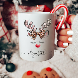 Niedlich Girl Reindeer Weihnachten Kaffeetasse