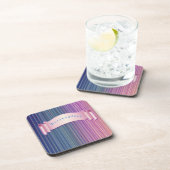 Niedlich Girl Ribbon Rosa Blau Lila Personalisiert Getränkeuntersetzer (Rechte Seite)