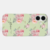 Niedlich Girl Sage Green Pink Floral Personalisier Case-Mate iPhone Hülle (Rückseite (Horizontal))
