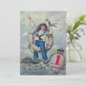Niedlich Girl Sailor Buoy Throw Ring Einladung (Stehend Vorderseite)
