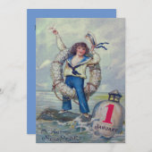 Niedlich Girl Sailor Buoy Throw Ring Einladung (Vorne/Hinten)