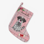 Niedlich Girl Shih Tzu Pink Holzzaun Monogramm Kleiner Weihnachtsstrumpf (Vorderansicht (hängend))