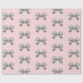 Niedlich Girl Silver Satin Ästhetischer Bow Pink Geschenkpapier (Flach)