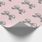 Niedlich Girl Silver Satin Ästhetischer Bow Pink Geschenkpapier (Ecke)