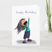 Niedlich Girl Singing Geburtstag Karte (Vorderseite)