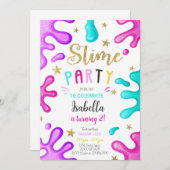 Niedlich Girl Slime Party Geburtstag Einladung (Vorne/Hinten)