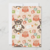 Niedlich Girl Teddy Bear Baby Dusche Einladung (Rückseite)