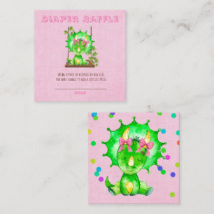 Niedlich Girl Triceratops Diaper Raffle Baby Dusch Quadratische Visitenkarte