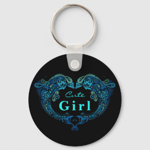 Niedlich Girl Turquoise Delphine Herzkette Schlüsselanhänger