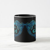 Niedlich Girl Turquoise Dolphins Herz Tasse (Zentrum)