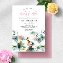 Niedlich Girl Watercolor Duck Babydusche