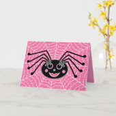 Niedlich Girlie Spider auf WebHalloween Karte (Gelbe Blume)