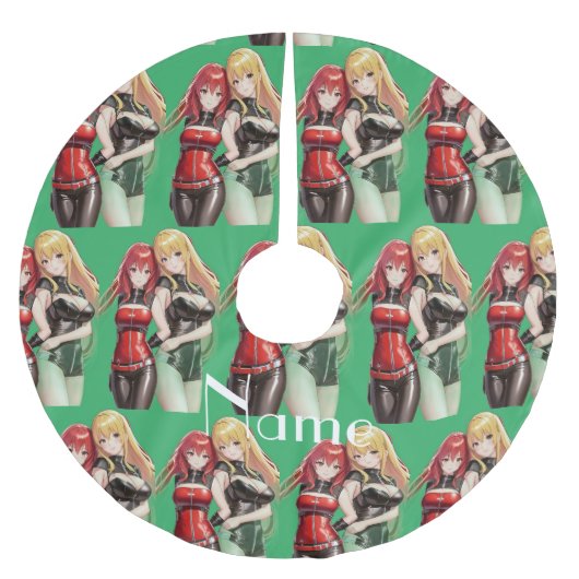 Niedlich Girls Anime Thunder_Cove Polyester Weihnachtsbaumdecke (Vorderseite)