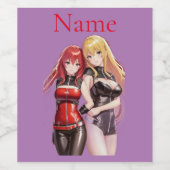 Niedlich Girls Anime Thunder_Cove Weinetikett (Einzelnes Label)