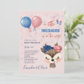 Niedlich Girls Baby Shower US Kleiner Firecracker Einladung (Stehend Vorderseite)
