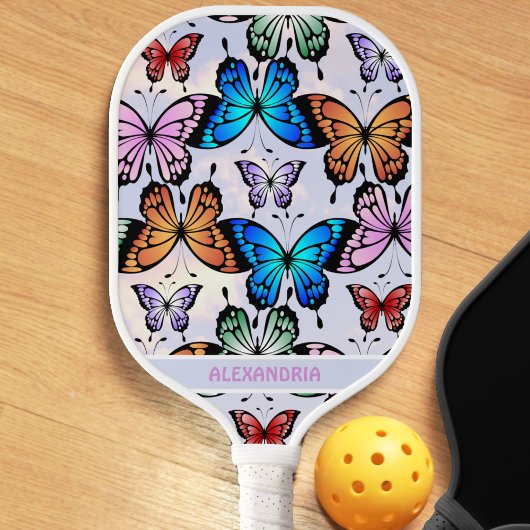 Niedlich Girls Butterfly Muster Whimsical Blue Nam Pickleball Schläger