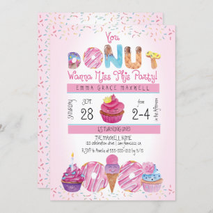 Niedlich Girls Donuts Cupcakes 1. Geburtstag Par Einladung