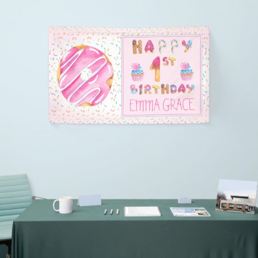 Niedlich Girls Donuts | Cupcakes glücklich 1. Gebu Banner (Messeveranstaltung)