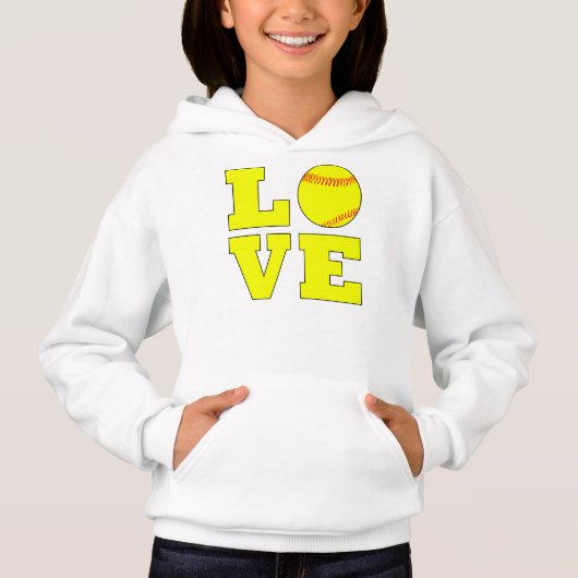 Niedlich Girls Fastpech Softball Liebe Sweatshirt (Vorderseite)