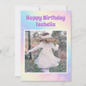 Niedlich Girls Foto Rainbow Pastel Custom Geburtst Karte (Vorderseite)