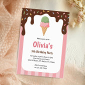 Niedlich Girls Ice Cream Geburtstagsparty Einladung