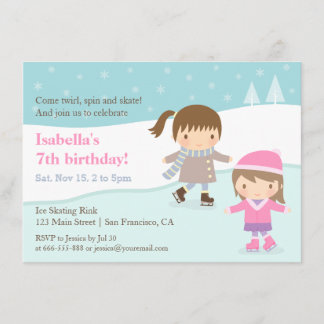 Niedlich Girls Ice Skaten Geburtstagsparty Einladu Einladung
