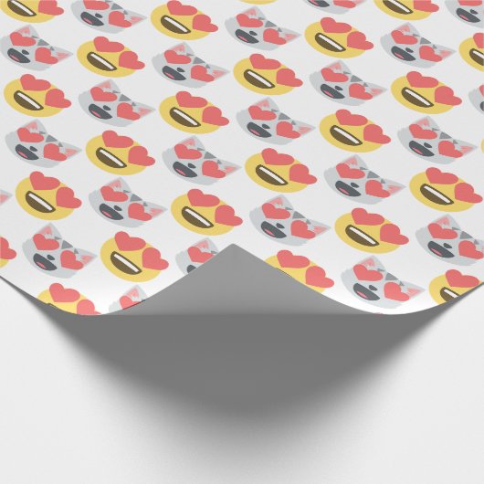 Niedlich Girls in Liebe Herz Katze Emoji Muster Geschenkpapier (Ecke)