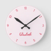 Niedlich Girls Individuelle Name Rosa Kinder Kinde Runde Wanduhr (Vorderseite)