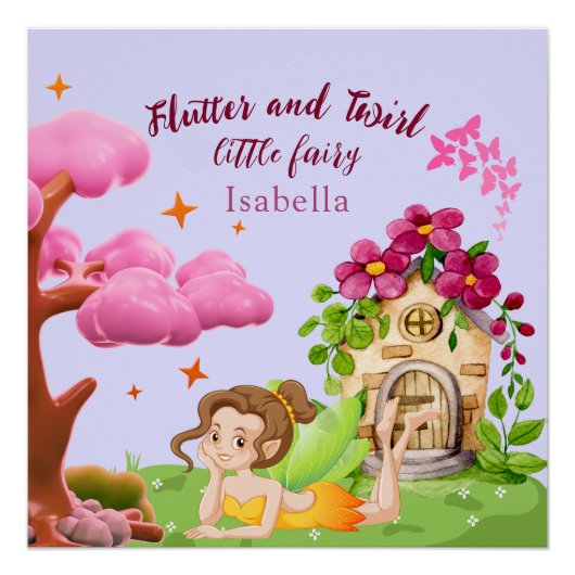 Niedlich Girls Kleine Märchenschwärme Butterfly Poster (Vorderseite)