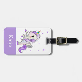 Niedlich Girls Lila Cartoon Unicorn Pegasus Gepäckanhänger