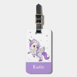 Niedlich Girls Lila Cartoon Unicorn Pegasus Gepäckanhänger